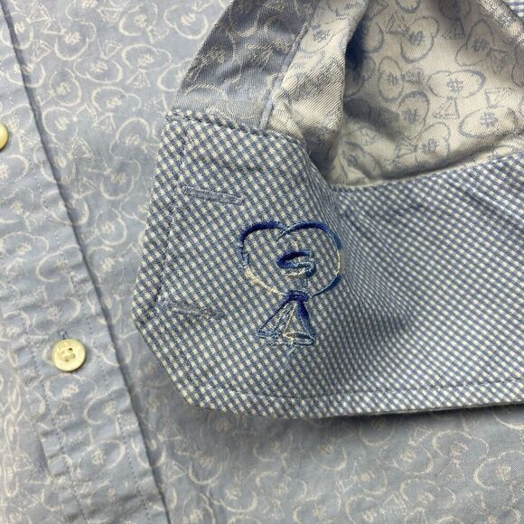 Robert Graham Shirt Mens Extra Large Blue Wall Street Money Bags Long Sleeve - Picture 6 of 12